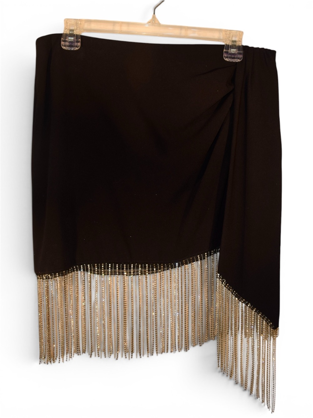 Zara Black Asymmetric Mini Skirt with Rhinestones
